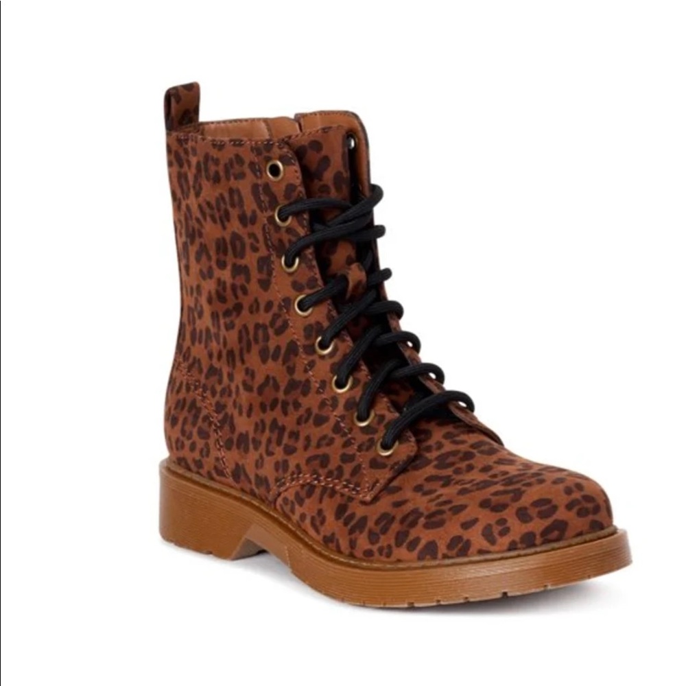 Leopard print combat style boots size 6